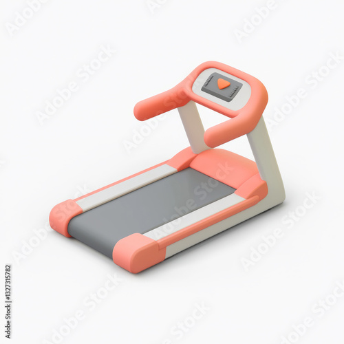 3D Treadmill Sign Icon on White Background. photo