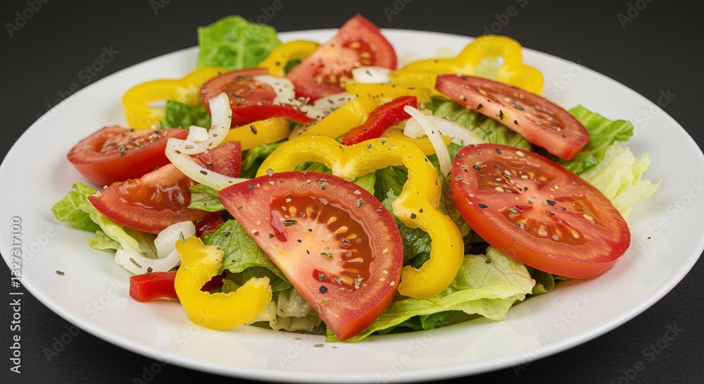 Fresh Colorful Salad with Tomatoes, Peppers, and Lettuce Fresh Colorful Salad with Tomatoes, Peppers, and Lettuce