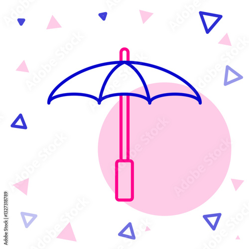 Line Sun protective umbrella for beach icon isolated on white background. Large parasol for outdoor space. Beach umbrella. Colorful outline concept. Vector