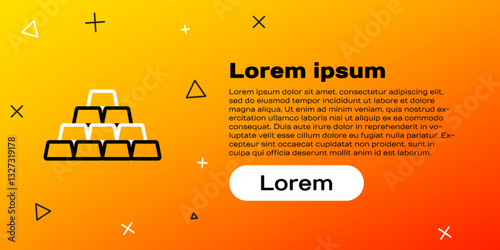 Line Gold bars icon isolated on yellow background. Banking business concept. Colorful outline concept. Vector