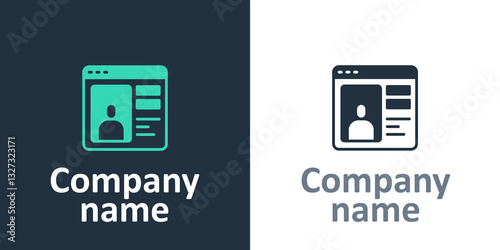Logotype Dating app online laptop concept icon isolated on white background. Female male profile flat design. Couple match for relationship. Logo design template element. Vector