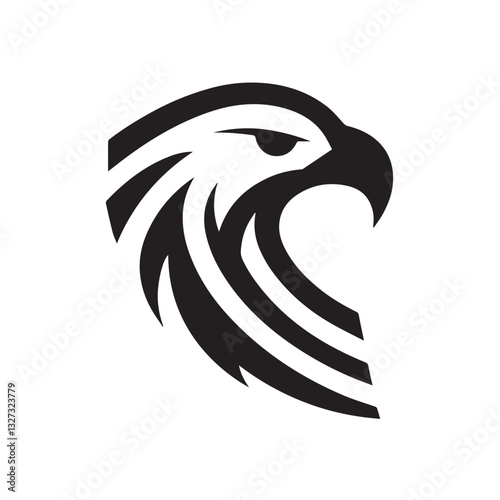 Tribal Eagle Silhouette Bold Black and White Vector Logo

