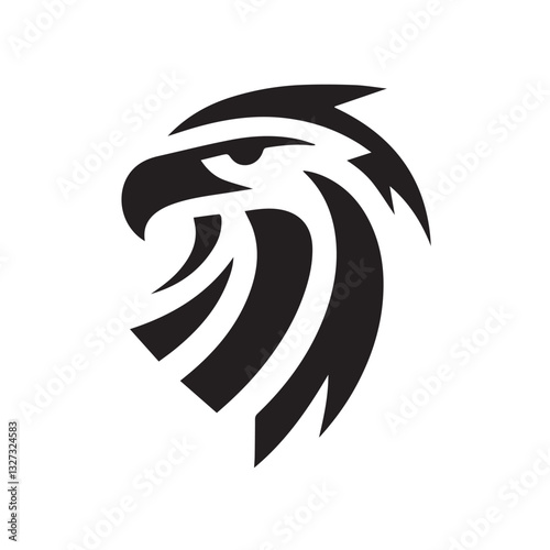 Tribal Eagle Silhouette Bold Black and White Vector Logo

