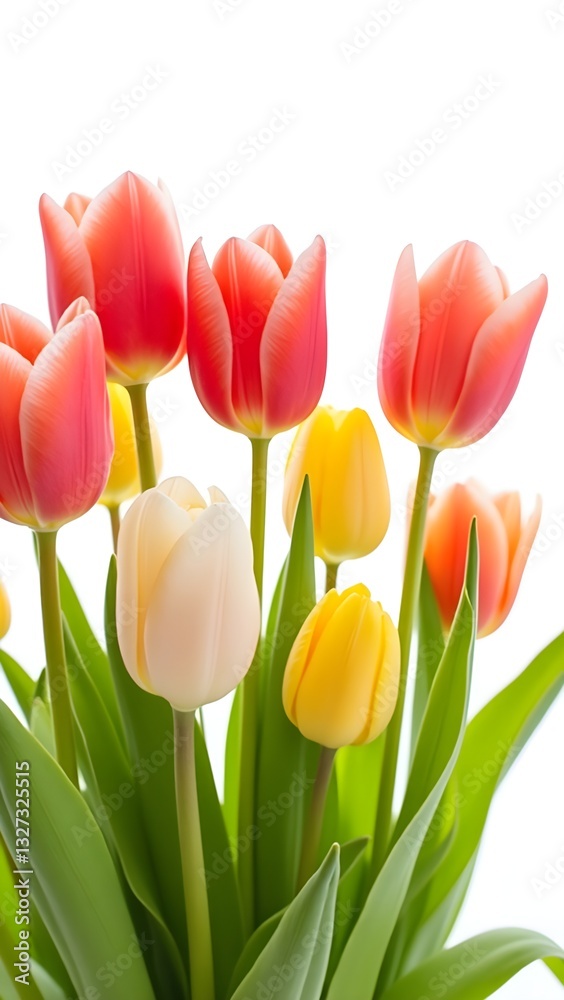 Set of blooming tulip flowers Botanical Garden Flora Spring Bloom Natural Plant Romantic Bouquet Blossom