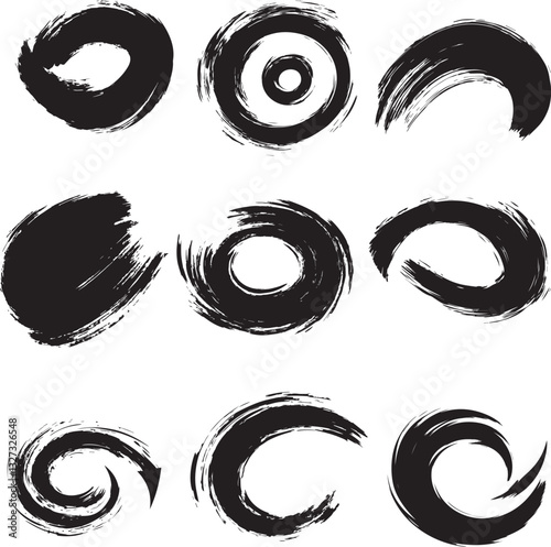 Hand Painted Brush Stroke , rounded silhouette vector