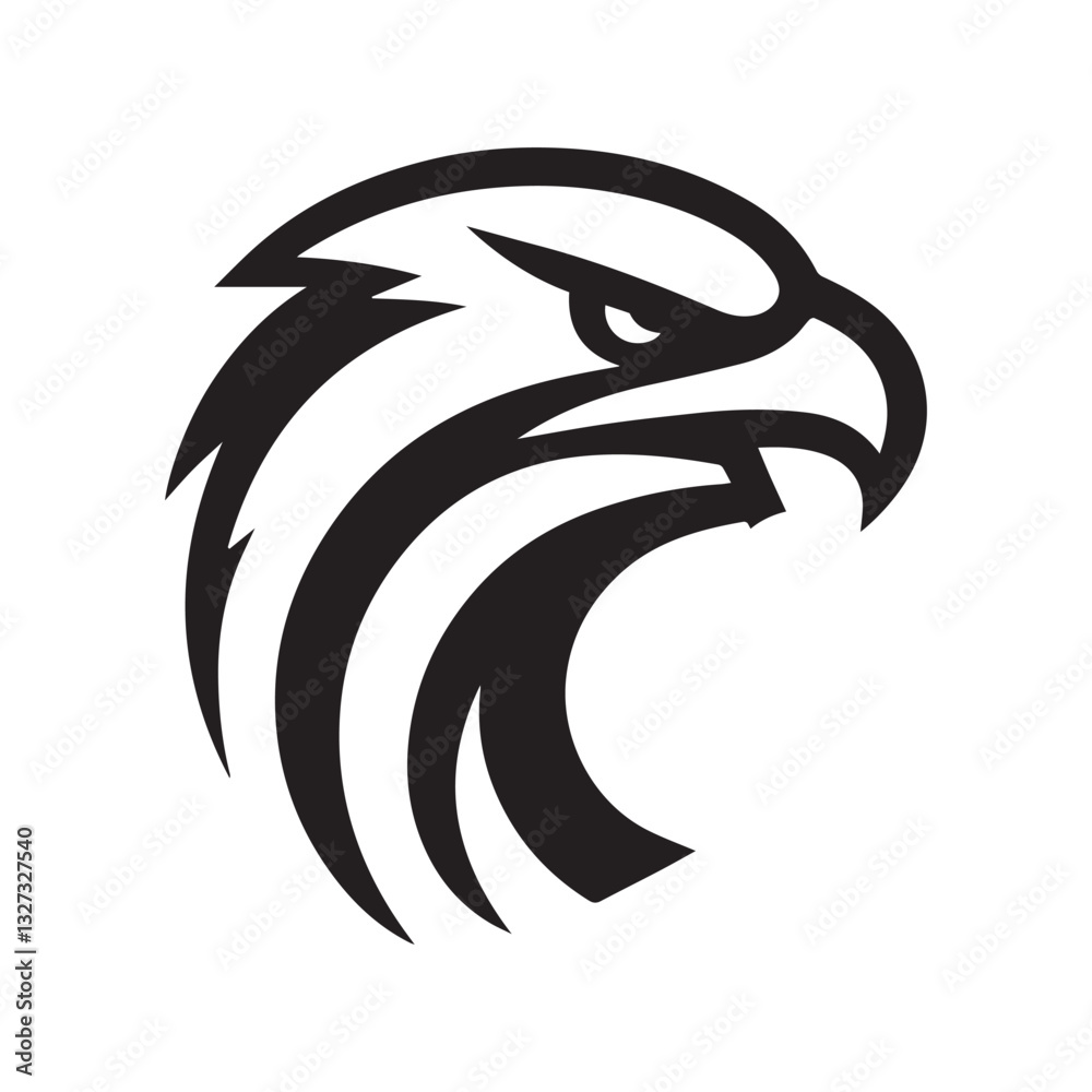 Naklejka premium Tribal Eagle Silhouette Bold Black and White Vector Logo
