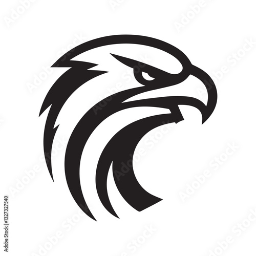 Tribal Eagle Silhouette Bold Black and White Vector Logo

