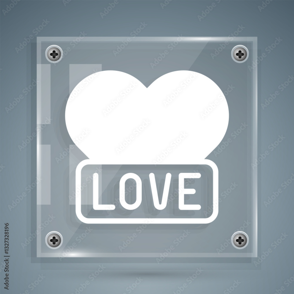 White Heart icon isolated on grey background. Romantic symbol linked, join, passion and wedding. Happy Valentines day. Square glass panels. Vector White Heart icon isolated on grey background. Romantic symbol linked, join, passion and wedding. Happy Valentines day. Square glass panels. Vector