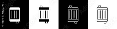 Set Car radiator cooling system icon isolated on black and white background. Vector