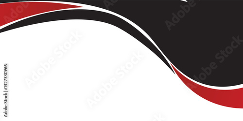 Abstract red waves are flowing on black and white background. red line background curve element. Suit for business, cover, header, wallpaper background