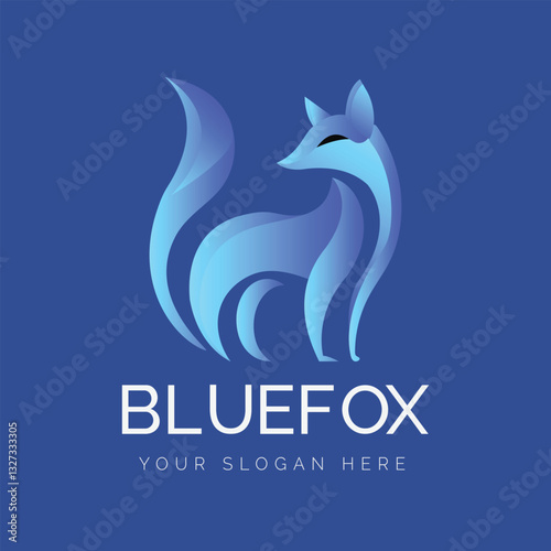 blue fox modern gradient fox logo,