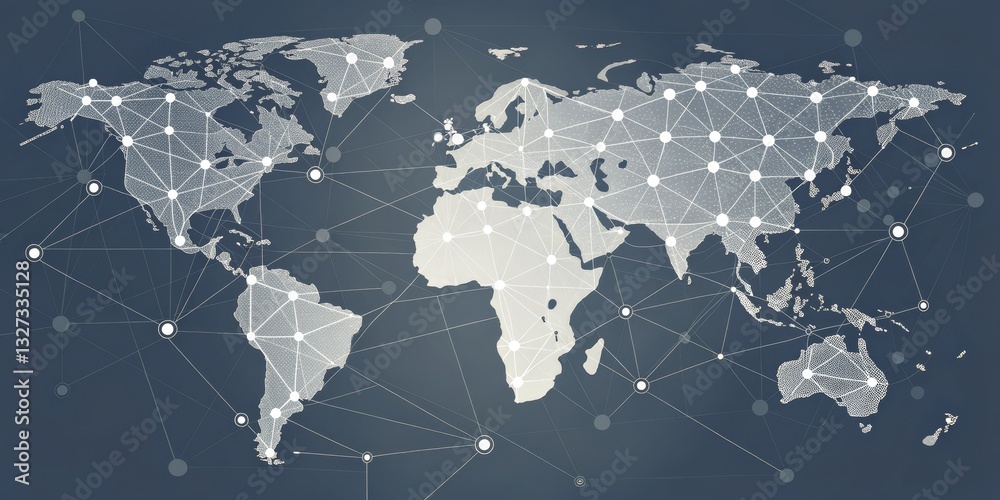Fototapeta premium Connected World Map, Network , Global
