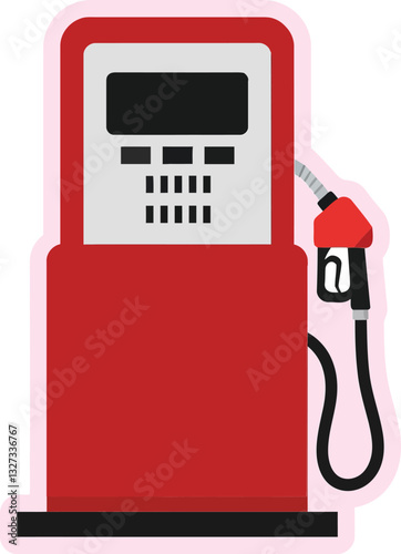 Obraz na płótnie Bright red fuel pump at a gas station designed in a minimal vector art style with a sleek appearance and detailed features, showcasing its purpose and functionality in everyday life w salonie