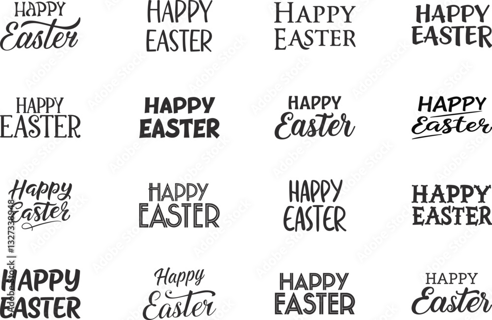 Obraz premium Happy Easter Typography Vector Set