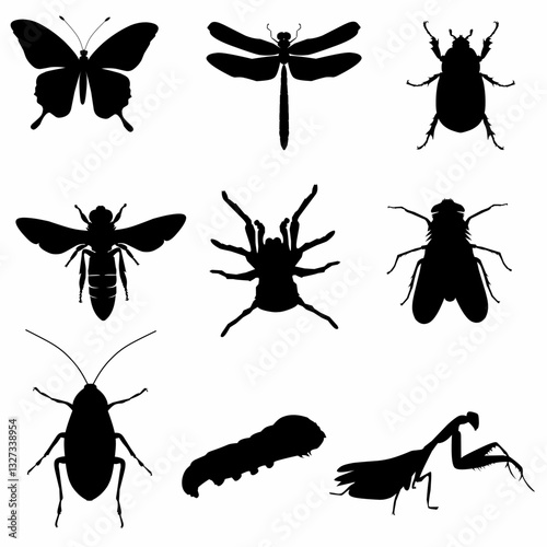 set of insects silhouettes
