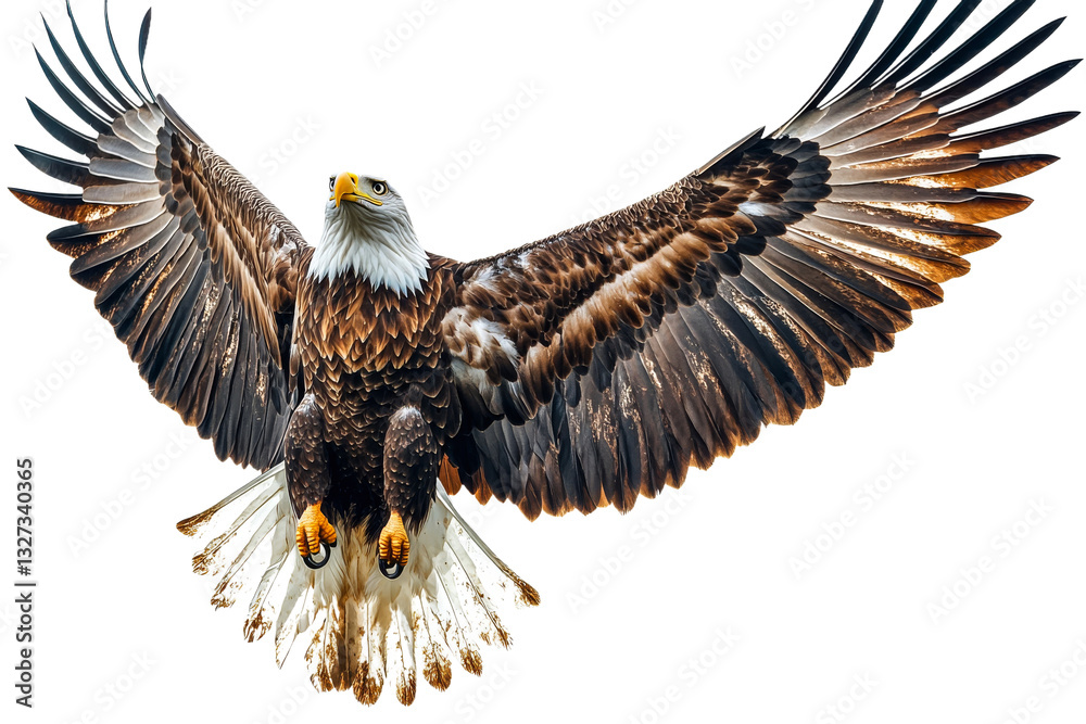 Fototapeta premium Majestic eagle soaring with widespread wings in flight