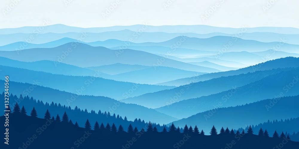 Obraz premium Blue Mountains Landscape, Illustration,Nature ,Scenery
