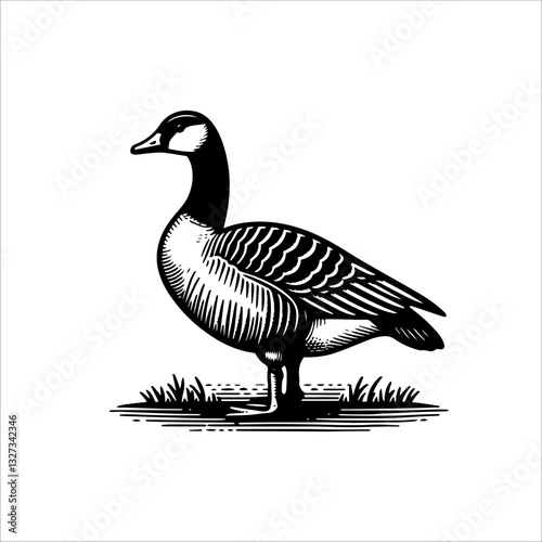 Simple Toulouse Goose Standing Vector Icon – Vintage Logo & Retro Illustration