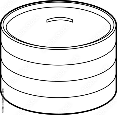 Round bamboo steamer outline vector