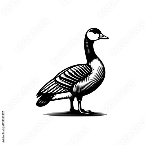 Simple Toulouse Goose Standing Vector Icon – Vintage Logo & Retro Illustration