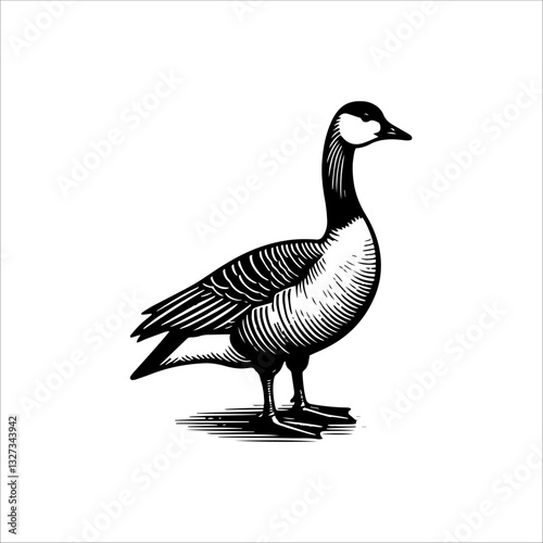 Simple Toulouse Goose Standing Vector Icon – Vintage Logo & Retro Illustration