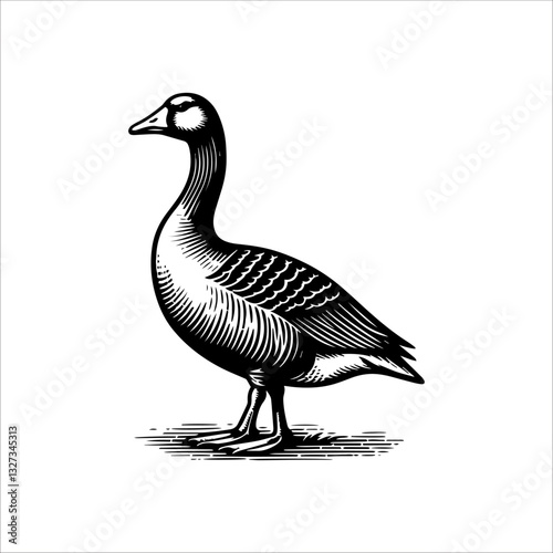 Simple American Buff Goose Standing Vector Icon – Vintage Logo & Retro Illustration