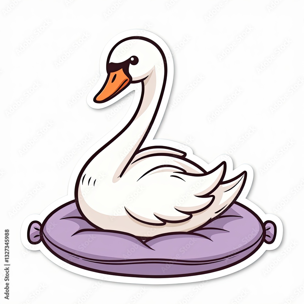 Fototapeta premium White swan silhouette on black water, a nature icon