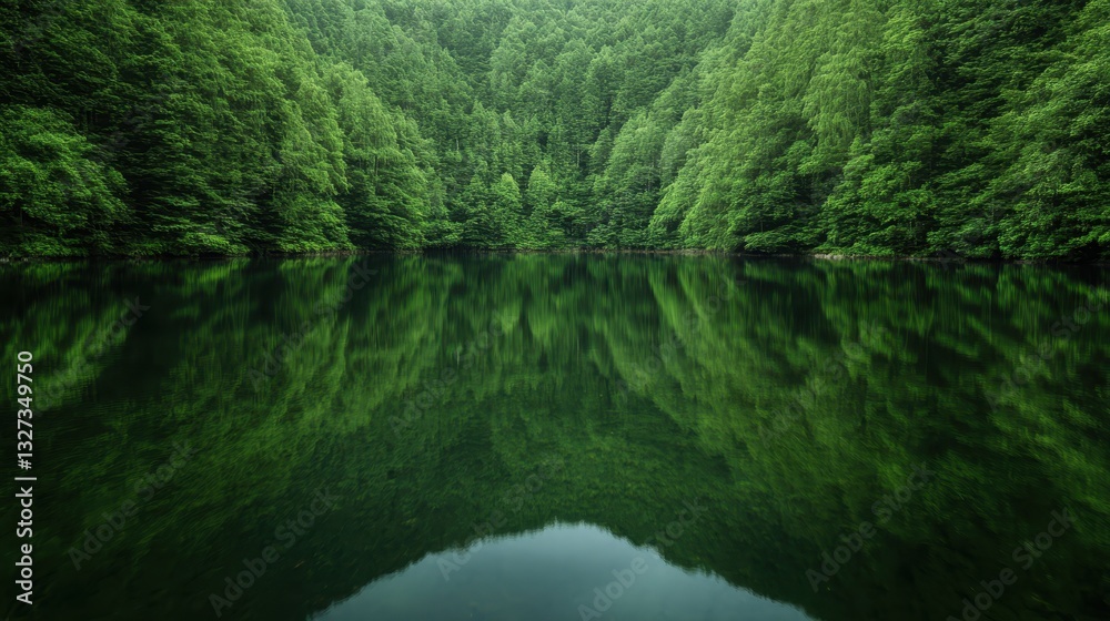 Lush greenery surrounds a pristine lake, its surface perfectly mirroring the vibrant forest, showcasing nature's exquisite palette and peaceful ambiance for all to enjoy. Lush greenery surrounds a pristine lake, its surface perfectly mirroring the vibrant forest, showcasing nature's exquisite palette and peaceful ambiance for all to enjoy.
