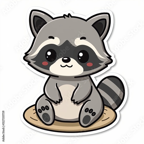 A cute cartoon Raccoon vector illustration, isolated and happy, with funny animal art