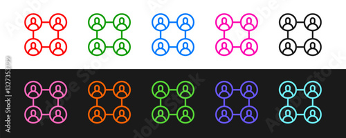 Set line BFF or best friends forever icon isolated on black and white background. Vector