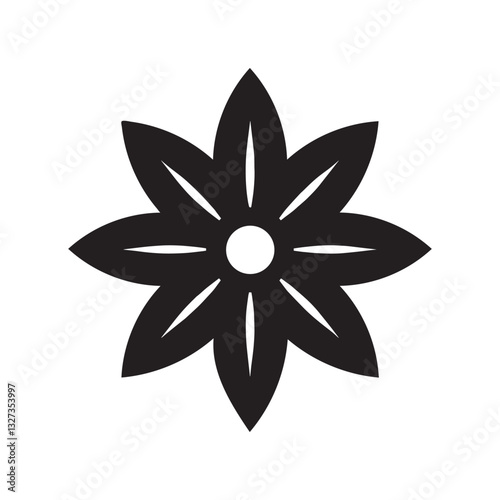 Minimalist Black Flower Icon | Floral Silhouette Vector Design