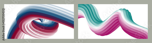 Abstract volumetric background. Cords. set of two illustrations. Toothpaste in a tube. Minimalism. Creative modern background. Cover design, wallpaper, background. eps vector.