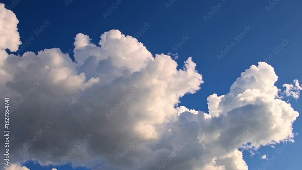 Fluffy Clouds in Blue Sky with Bright Daylight Stock Video 4K Ultra Full HD Stock Time Lapse Weather Video Footage Download