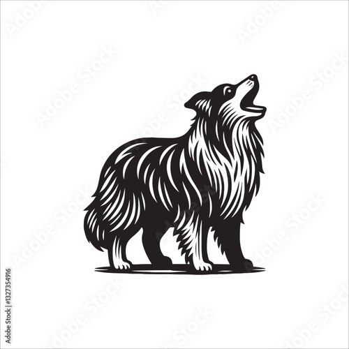 Simple Border Collie Baking Vector Icon – Vintage Logo & Retro Illustration