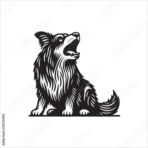 Simple Border Collie Baking Vector Icon – Vintage Logo & Retro Illustration