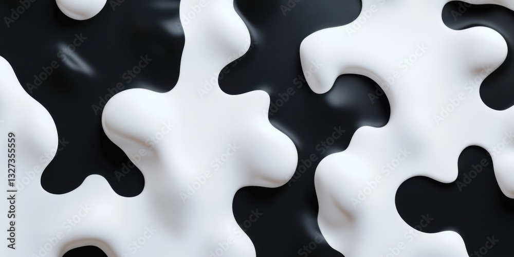 Abstract Black and White Fluid Shapes on a Modern Background Abstract Black and White Fluid Shapes on a Modern Background