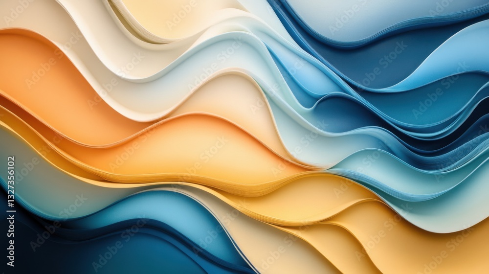 Fototapeta premium Colorful Abstract Waves Design with Soft Curves and Flowing Shapes