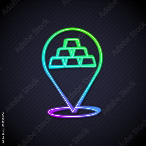 Glowing neon line Gold bars icon isolated on black background. Banking business concept. Vector