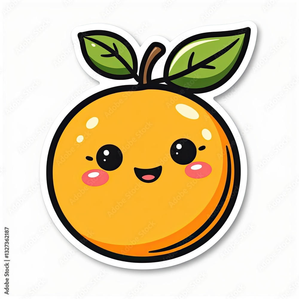 Obraz premium Smiling cartoon orange with colorful food elements