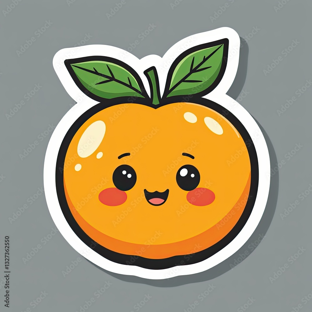 Obraz premium Smiling cartoon orange with colorful food elements