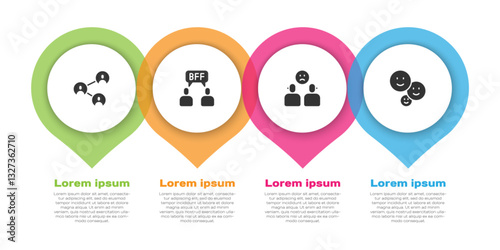 Set BFF or best friends forever, , Complicated relationship and Happy friendship day. Business infographic template. Vector