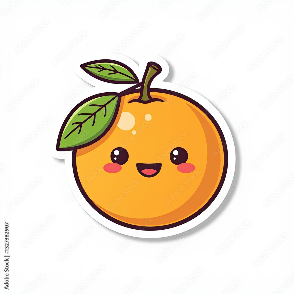 Obraz premium Smiling cartoon orange with colorful food elements