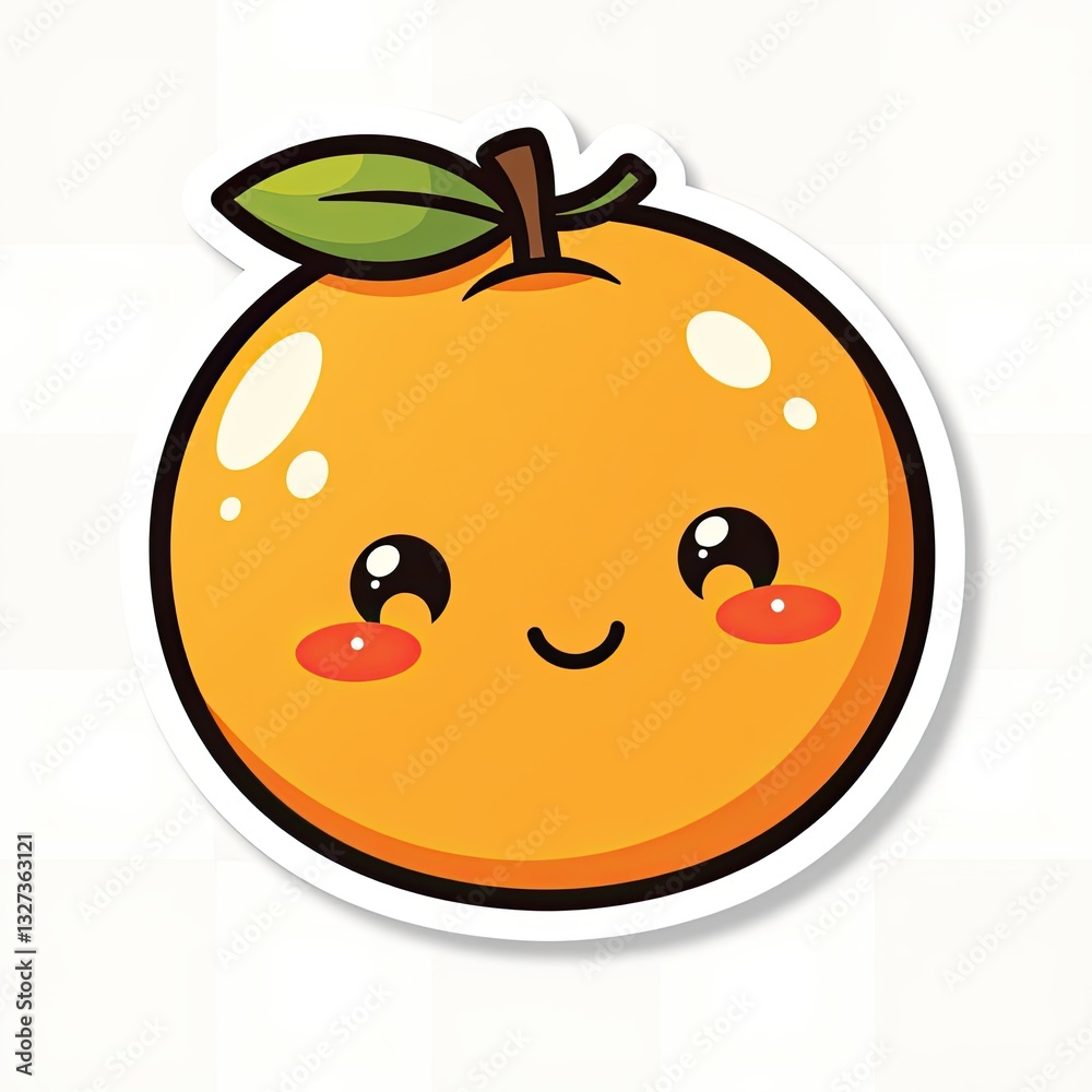 Obraz premium Smiling cartoon orange with colorful food elements