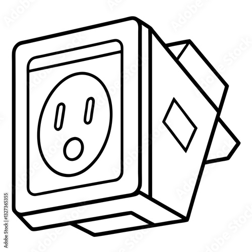 Illustration of an electrical energy saving socket outlet in a simple design emphasizing functionality and empty space