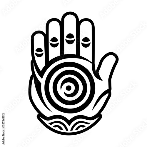 A glyph style icon of reiki hand symbol