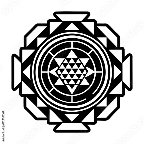 A filled style icon of sri yantra symbol