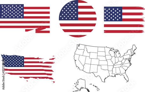 united states of america map usa icon sheet
