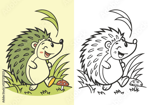 Rooster and chicken Coloring Book Page