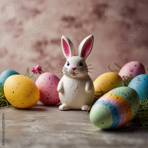 Abstract Easter illustration with a rabbit.
