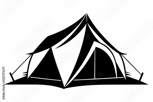 camping tent line art silhouette vector illustration	